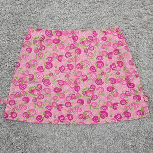 Vintage Lilly Pulitzer White Label Mini Skirt Womens 2 Pink Happy Snails